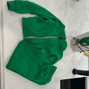 Green Girls Crop Hoodie, Top and Sweats Track Suit M/ 10-12 Y